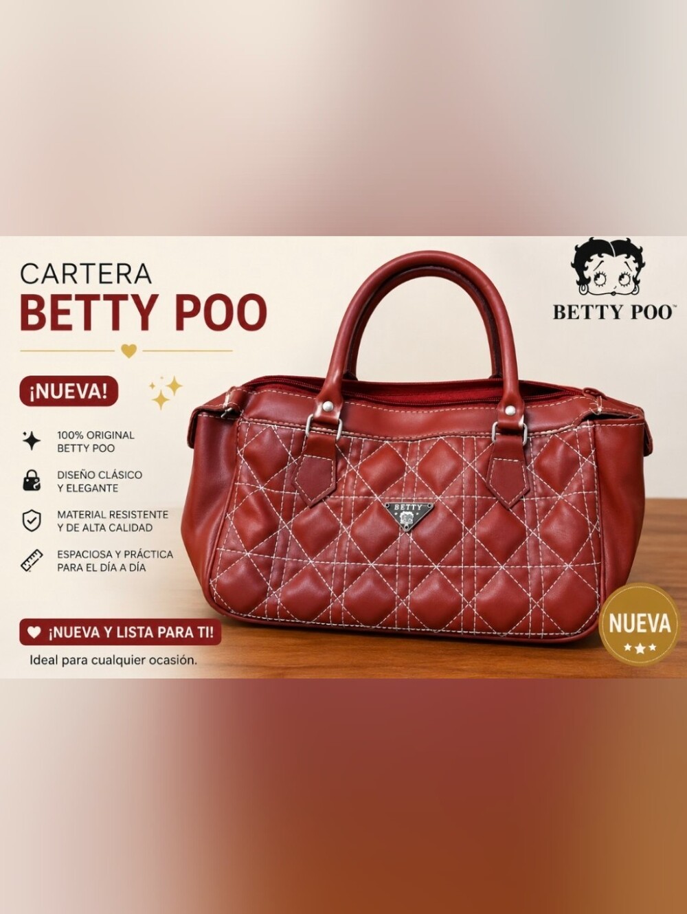 Quilted Red Satchel Handbag